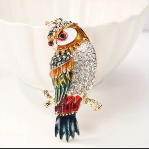 FEATHER OWL 🦉 Colorful Crystal Rhinestone Keychain/Purse 🎒👜 Charm ~ 🎁
